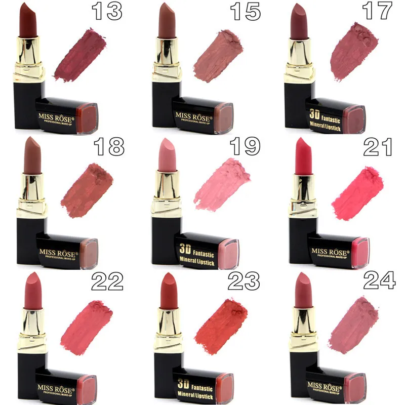2017-New-Lipstick-Lot-Matte-Cosmetic-Waterproof-Long-Lasting-Pigment-Velvet-Miss-Rose-Brand-Sexy-Lip (1)