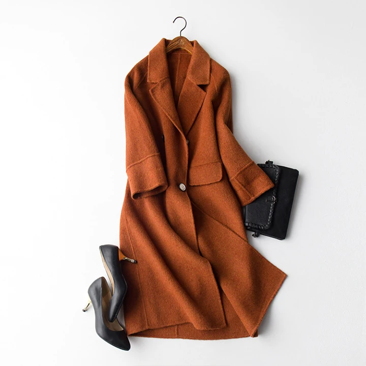Spring Winter Wool Coat Women Double-sided Cashmere Jacket Thickening Joker Lady's Alpaca Clothing Drop Shoulder England Style (8)