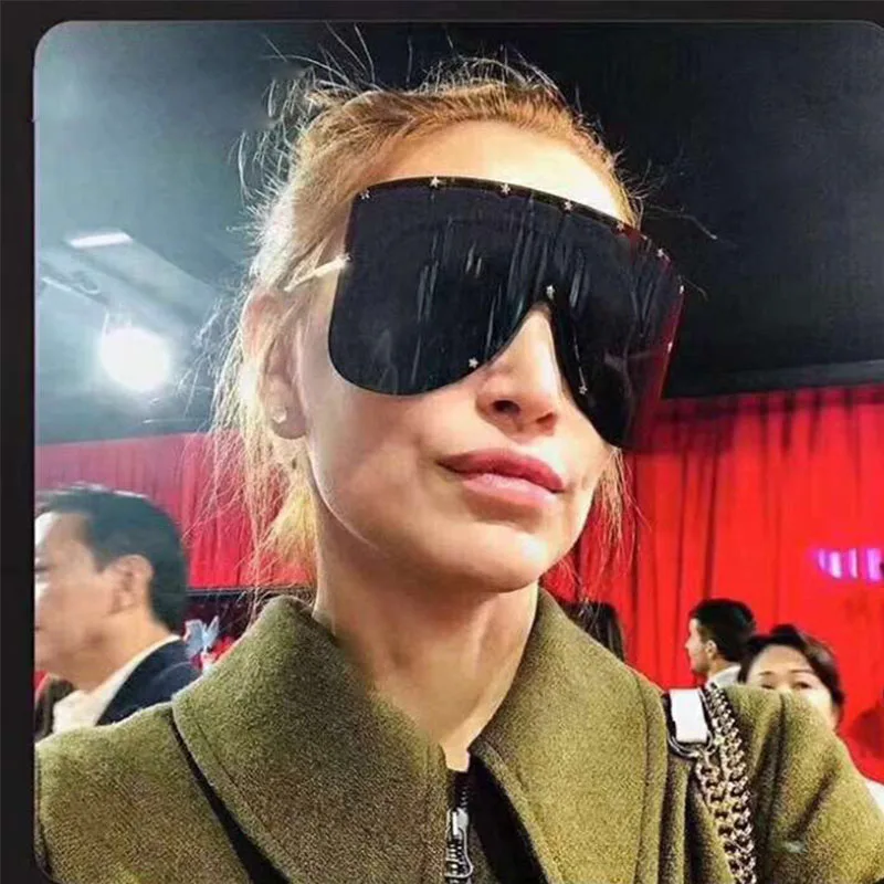 Huge Black Shield Sunglasses Trend 2019 Women Star decoration Large Frame Sun Glasses Brand Designer Mask Style Summer Glasses
Huge Black Shield Sunglasses Trend 2019 Women Star decoration Large Frame Sun Glasses Brand Designer Mask Style Summer Glasses