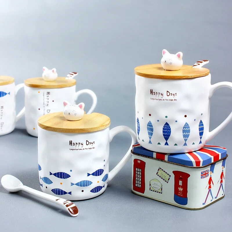Creative Ceramic Coffee Mug with Ceramic Spoon with Bamboo Cover Milk Juice Tea Ceramic Cup Fish and Cat Design Ceramic Cups
Creative Ceramic Coffee Mug with Ceramic Spoon with Bamboo Cover Milk Juice Tea Ceramic Cup Fish and Cat Design Ceramic Cups