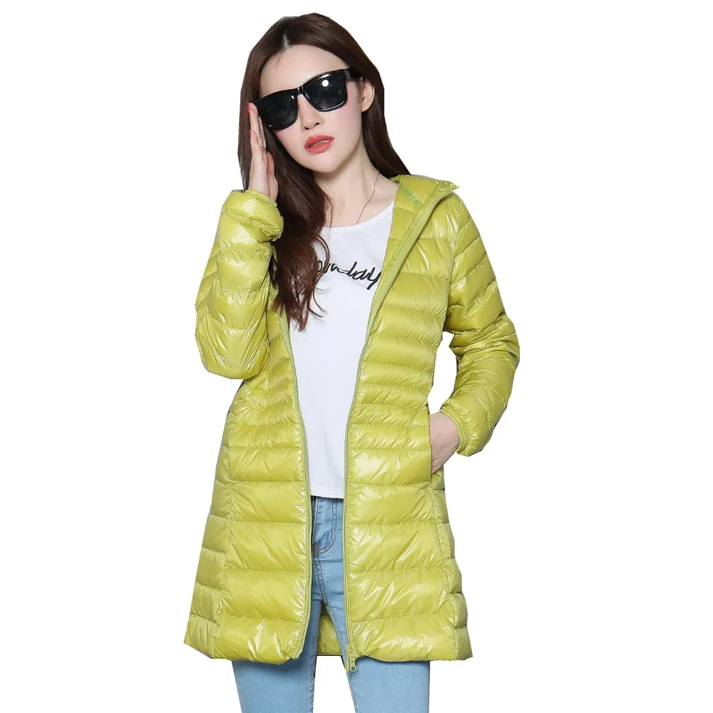 Женская куртка на белом утином пуху S ~ 6XL новая осенне зимняя теплая приталенная