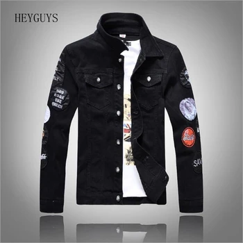 NAGRI Men's slim full sleeve black denim jean jacket Casual Turn down collar badge patch design outerwear Top M L XL XXL 3XL
NAGRI Men's slim full sleeve black denim jean jacket Casual Turn down collar badge patch design outerwear Top M L XL XXL 3XL