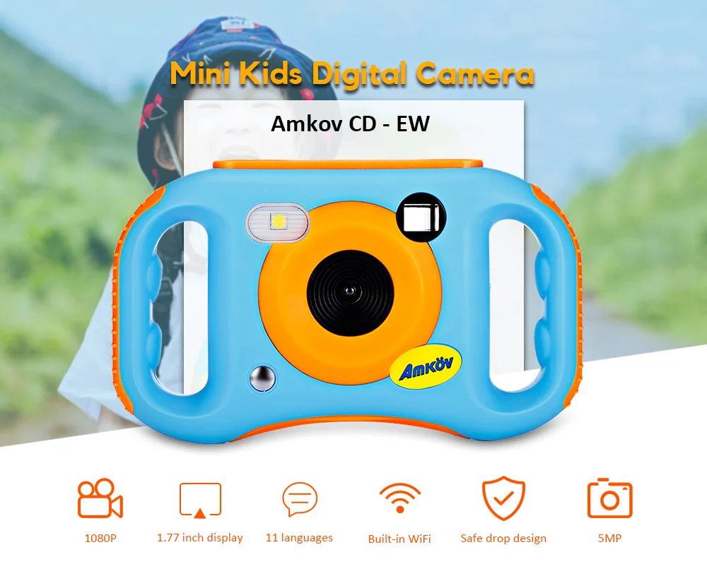 Amkov CD-EW 1.77 inch WiFi 5MP Mini Kids Digital Camera