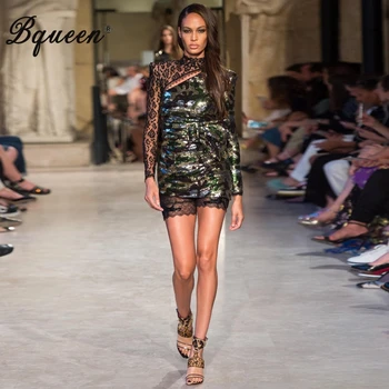 Bqueen 2019 Sexy Patchwork Lace Sequined Stand Full Sleeve Hollow Out Mini Winter New Women Bandage Party Dress
Bqueen 2019 Sexy Patchwork Lace Sequined Stand Full Sleeve Hollow Out Mini Winter New Women Bandage Party Dress