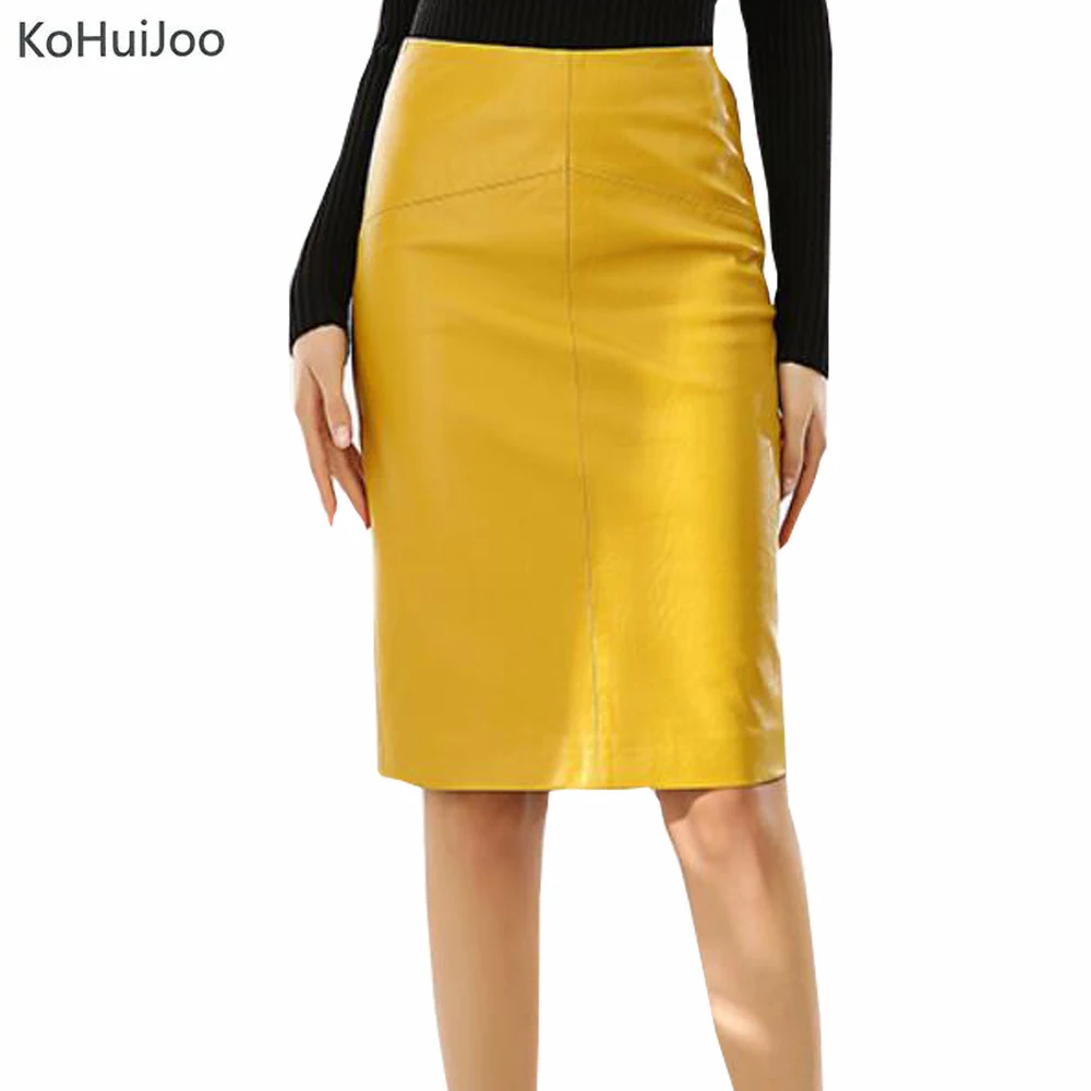 KoHuiJoo 2019 Slim Yellow PU Faux Leather Skirt Women Solid Mid Waist Tight Sexy Ladies Pencil Skirts Knee Legnth Office Skirt
KoHuiJoo 2019 Slim Yellow PU Faux Leather Skirt Women Solid Mid Waist Tight Sexy Ladies Pencil Skirts Knee Legnth Office Skirt