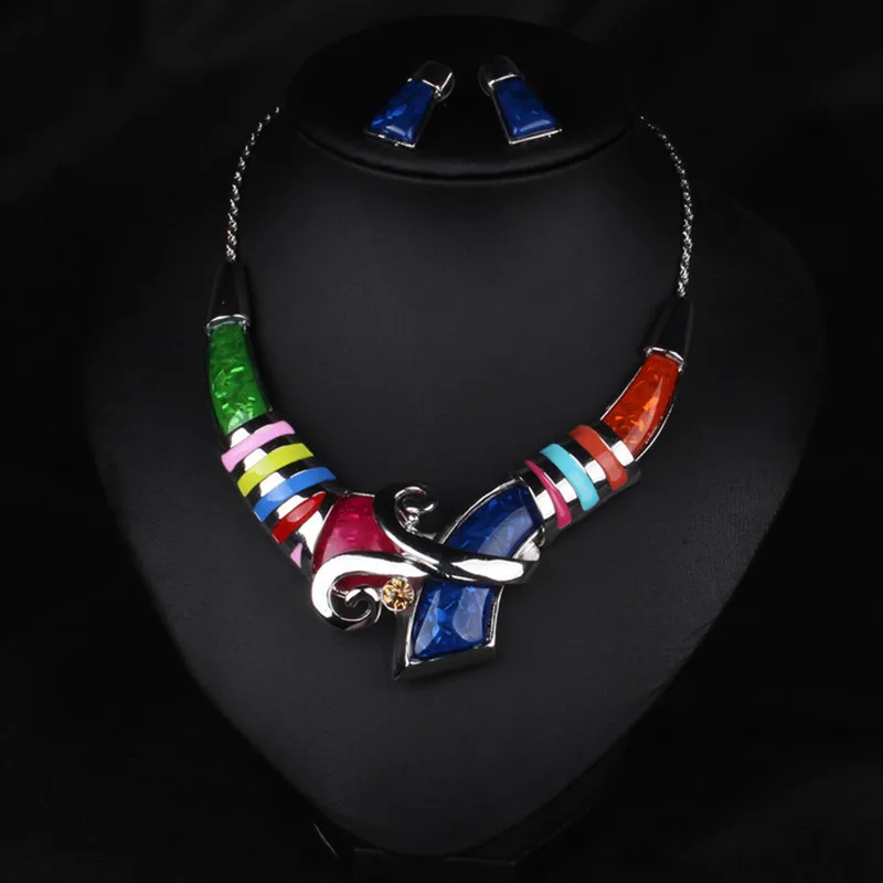 Enamel Jewelry Sets Silver Hyperbole Geometric Necklace Earrings Women Crystal Collar Jewelry Set Resin Jewelry Sets Party
Enamel Jewelry Sets Silver Hyperbole Geometric Necklace Earrings Women Crystal Collar Jewelry Set Resin Jewelry Sets Party