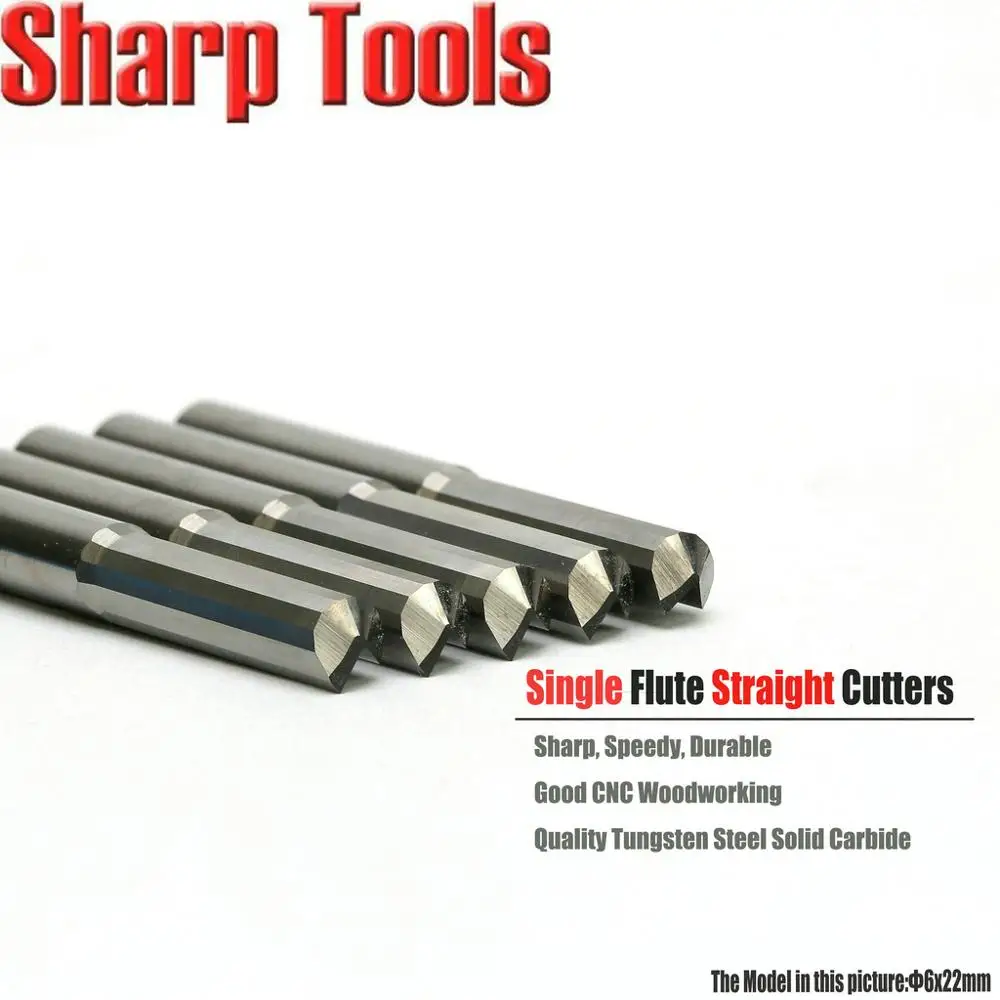 6*22mm 1 Flute Straight Router Bits MDF Wood Milling Cutters Set 10pcs Solid Tungsten Carbide Engraving Cutting Tools Endmill
6*22mm 1 Flute Straight Router Bits MDF Wood Milling Cutters Set 10pcs Solid Tungsten Carbide Engraving Cutting Tools Endmill