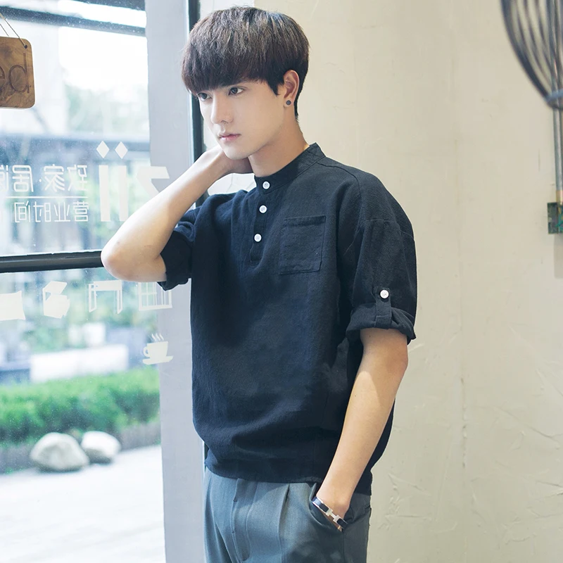 Men's Shirt 2019 Summer New Fashion Casual Half Sleeve Loose Black Solid Soft Blouse Korea Tops & Tees Costume Homme Shirts Men
Men's Shirt 2019 Summer New Fashion Casual Half Sleeve Loose Black Solid Soft Blouse Korea Tops & Tees Costume Homme Shirts Men
