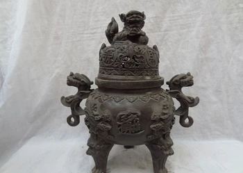 USPS to USA S1272 13" Chinese Bronze Dragon 5 Mammon God Statue Temple Lion Incense Burner Censer
USPS to USA S1272 13" Chinese Bronze Dragon 5 Mammon God Statue Temple Lion Incense Burner Censer