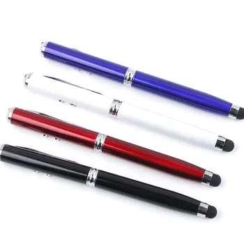 

Durable 4 in 1 Laser Pointer for iPhone for Tablets LED Torch Touch Screen Stylus Ball Pen For capacitive touch screen