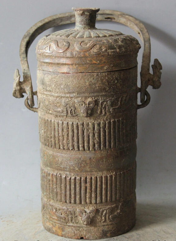 Elegant old S6028 12" Archaic Chinese Dynasty Bronze Portable Handle Water Wine Ware Vessel Pot (A0321)
Elegant old S6028 12" Archaic Chinese Dynasty Bronze Portable Handle Water Wine Ware Vessel Pot (A0321)