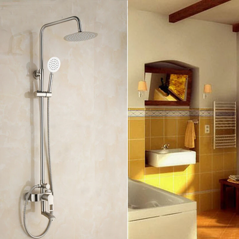 Nickel Brushed Valve Mixer Tap Wall Mounted Shower Faucet W/ Hand Shower Sprayer
Nickel Brushed Valve Mixer Tap Wall Mounted Shower Faucet W/ Hand Shower Sprayer