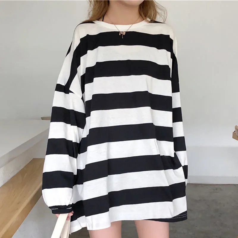 Preppy Style Horizontal Stripes Long Tops T Shirt Women Fall 2018 Harajuku Loose Long Sleeve Tee T Shirt Women Kawaii Clothes
Preppy Style Horizontal Stripes Long Tops T Shirt Women Fall 2018 Harajuku Loose Long Sleeve Tee T Shirt Women Kawaii Clothes