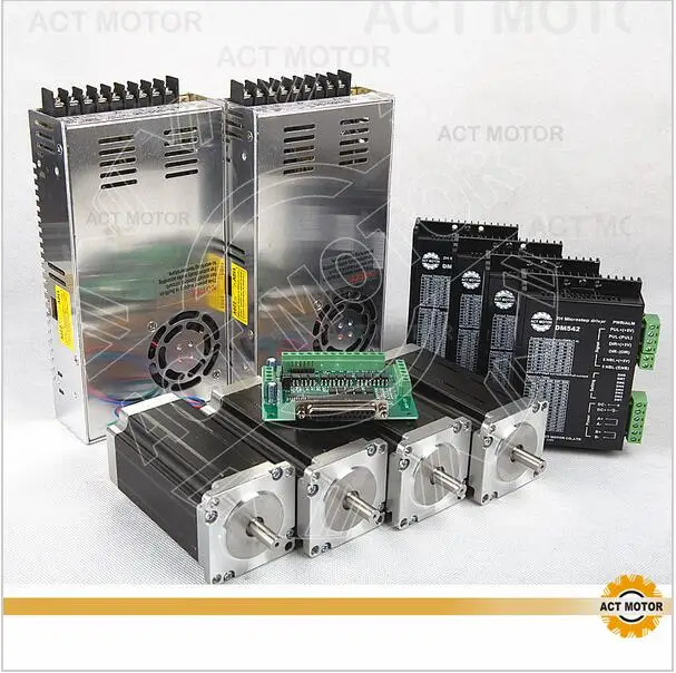 ACT Motor 4Axis Nema23 Stepper Motor 23HS2442B Dual Shaft 4-Lead 425oz-in 112mm 4.2A+3PCS Driver DM542 50V 4.2A+Power Foaming
ACT Motor 4Axis Nema23 Stepper Motor 23HS2442B Dual Shaft 4-Lead 425oz-in 112mm 4.2A+3PCS Driver DM542 50V 4.2A+Power Foaming