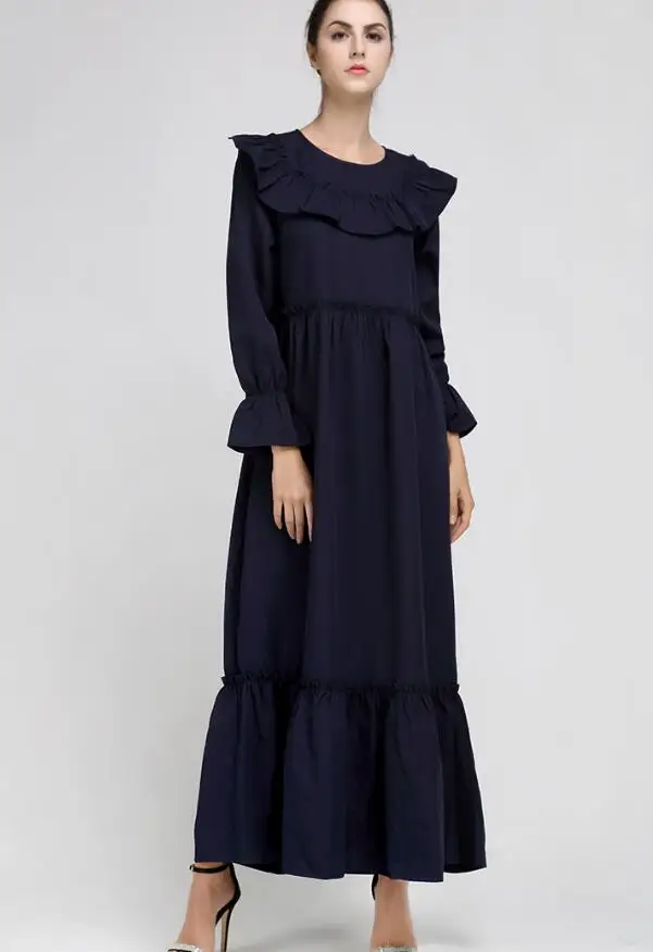 Free Shipping High Quality Muslim Style New Arrival Round Collar Pure Color Ruffles Woman Long Chiffon Dress
Free Shipping High Quality Muslim Style New Arrival Round Collar Pure Color Ruffles Woman Long Chiffon Dress