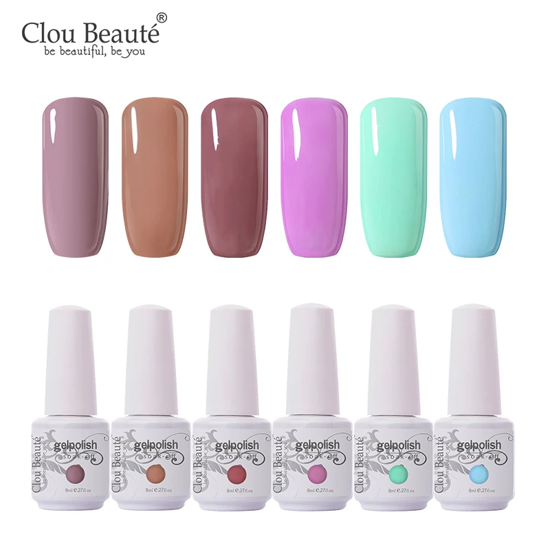 Гель-лак для ногтей Clou Beaute 6 шт. 8 мл блестящий стойкий розовый красный | Красота и