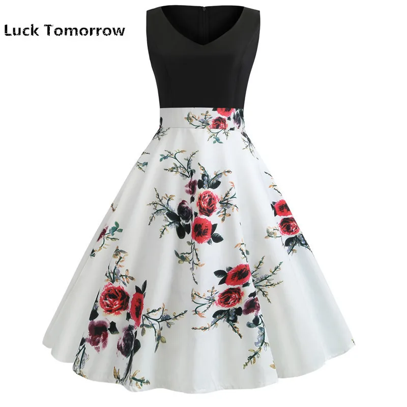 Dresses Women 2019 Sexy V -cut Floral Print Patchwork Vintage Dress Hepburn 50 S 60 S Elegant Party Dress Plus Size Vestido
Dresses Women 2019 Sexy V -cut Floral Print Patchwork Vintage Dress Hepburn 50 S 60 S Elegant Party Dress Plus Size Vestido