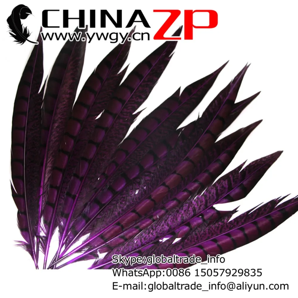 

CHINAZP Factory Cheap Wholesale 100pcs/lot 30-35CM(12~14inch) Length Dyed Purple Lady Amherst Pheasant Feathers