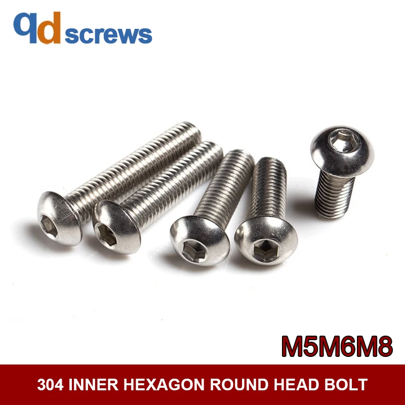 304 M5M6M8 inner hexagon screw round head stainless steel bolt GB70.2 ISO 7380 JIS B 1174 
304 M5M6M8 inner hexagon screw round head stainless steel bolt GB70.2 ISO 7380 JIS B 1174