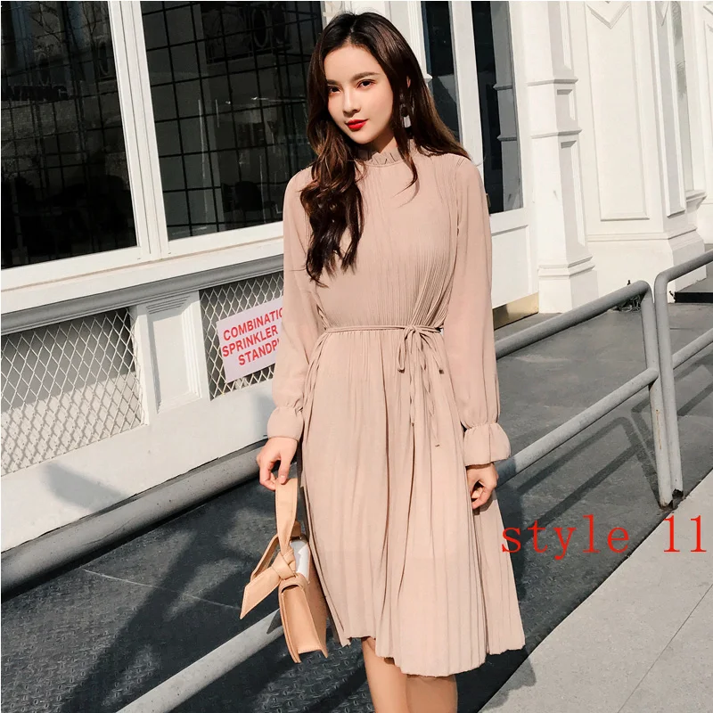 Bohemian Chiffon Dress Women Elastic Waist Summer A-line Lace Up Flare Sleeve Dress Femme Vestidos 2019