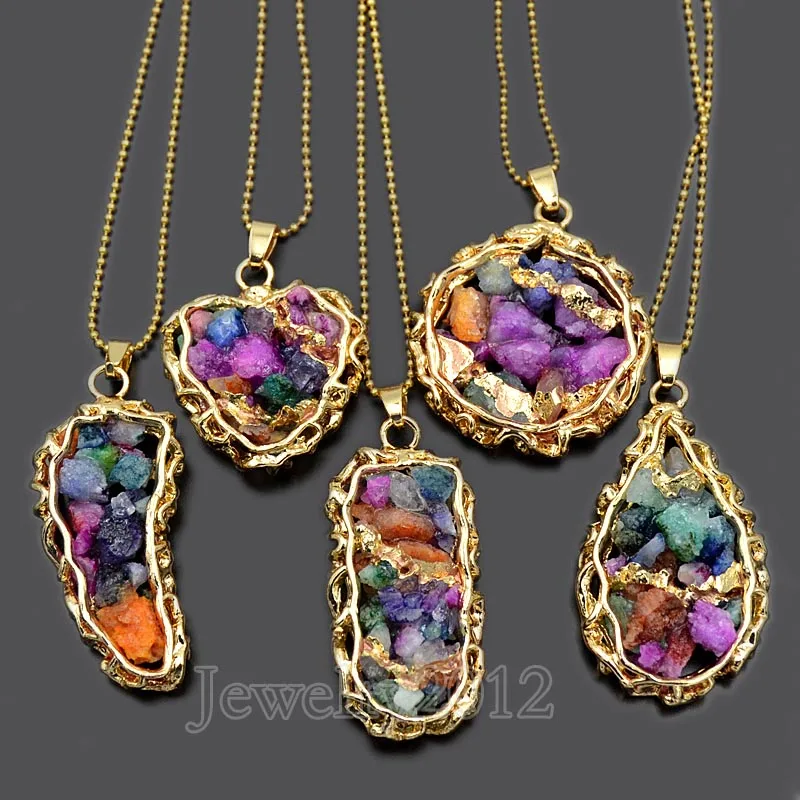 5PCS/Lot Randomly mixed Natural Multi Color Druzy Chips Quartz Pendant Foot Gems stone Healing Pendant Wrapped Wholesale
5PCS/Lot Randomly mixed Natural Multi Color Druzy Chips Quartz Pendant Foot Gems stone Healing Pendant Wrapped Wholesale