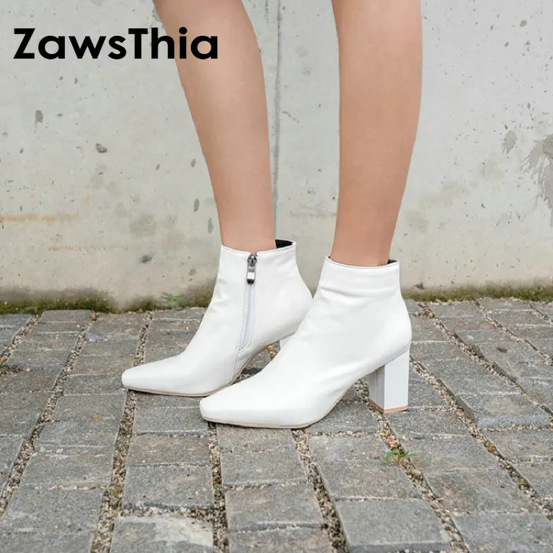 ZawsThia 2019 winter autumn new white black woman shoes block high heels booties classic women stilettos ankle boots big size 46
ZawsThia 2019 winter autumn new white black woman shoes block high heels booties classic women stilettos ankle boots big size 46