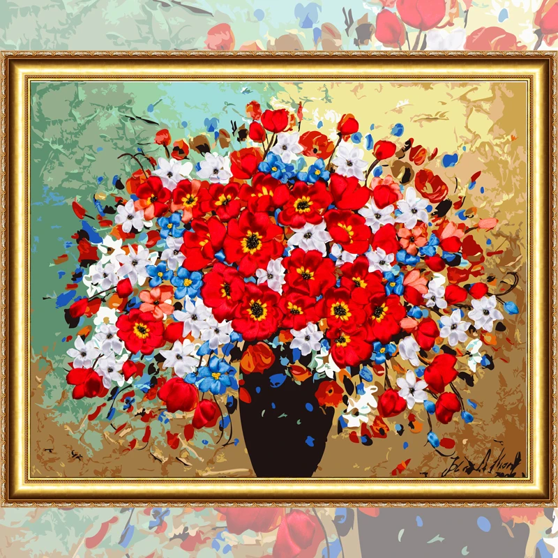 DIY Embroidery Ribbons Needlework Cross Stitch Kit Flowers Color Prints for Ribbon Painting Sewing Craft Home Decor M-00011
DIY Embroidery Ribbons Needlework Cross Stitch Kit Flowers Color Prints for Ribbon Painting Sewing Craft Home Decor M-00011