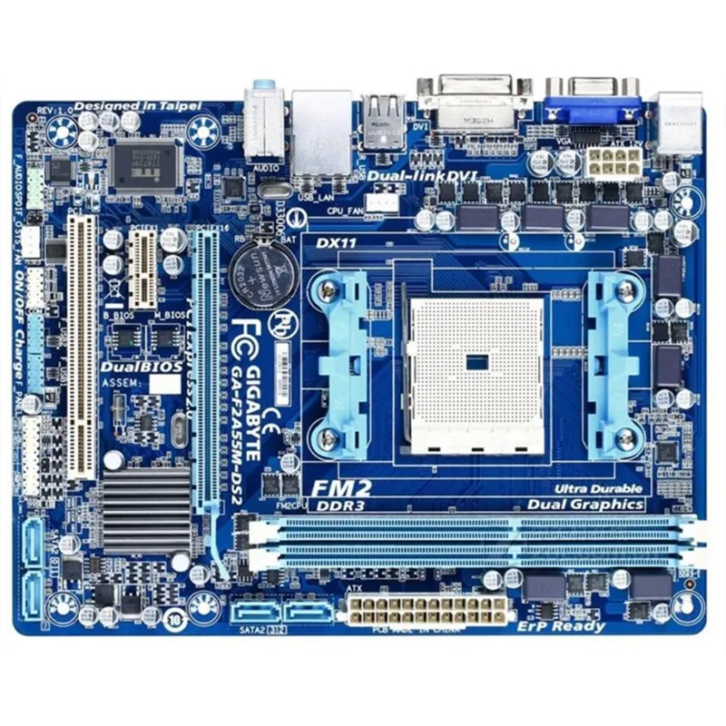 For Gigabyte GA-F2A55M-DS2 Original Used Desktop Motherboard F2A55M-DS2 A55 Socket FM2 64G DDR3 SATA2 USB2.0 Micro ATX
For Gigabyte GA-F2A55M-DS2 Original Used Desktop Motherboard F2A55M-DS2 A55 Socket FM2 64G DDR3 SATA2 USB2.0 Micro ATX