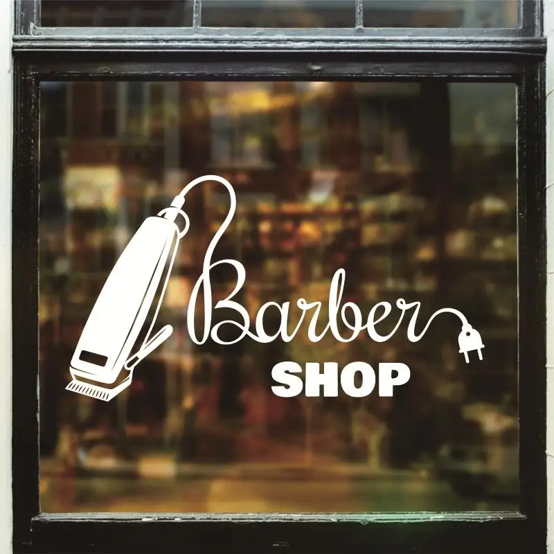 Hombre Barber Shop pegatina tiempo nombre Chop bread Decal haircut posters vinilo Wall Art decalques Ventanas decoracion mural 8