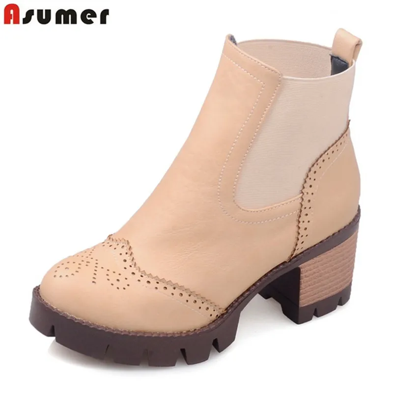 ASUMER Autumn spring female ankle boots with cut outs square heels round toe platform pu soft leather women fashion boots
ASUMER Autumn spring female ankle boots with cut outs square heels round toe platform pu soft leather women fashion boots