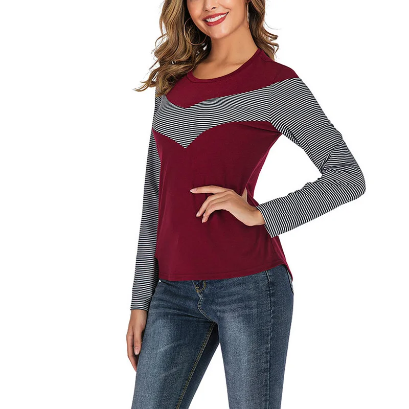 Women Autumn Long Sleeve O Neck Patchwork Striped Tee Shirt Femme Casual T-shirt European Style Ladies Top Tees SJ3579E
Women Autumn Long Sleeve O Neck Patchwork Striped Tee Shirt Femme Casual T-shirt European Style Ladies Top Tees SJ3579E