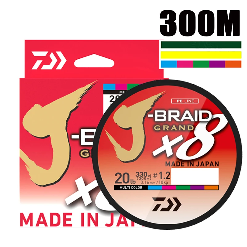 

DAIWA J-BRAID GRAND 8 Braided Fishing Line - Length:300m, Diameter:0.1-0.42mm,size:14-100lb Japan PE braided line J-Braid Line