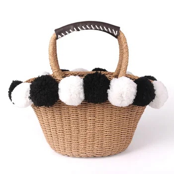 2019 black White Ball Decoration Straw Bag Women Summer Beach Bag Dishes Basket Travel Picnic Handbag female
2019 black White Ball Decoration Straw Bag Women Summer Beach Bag Dishes Basket Travel Picnic Handbag female