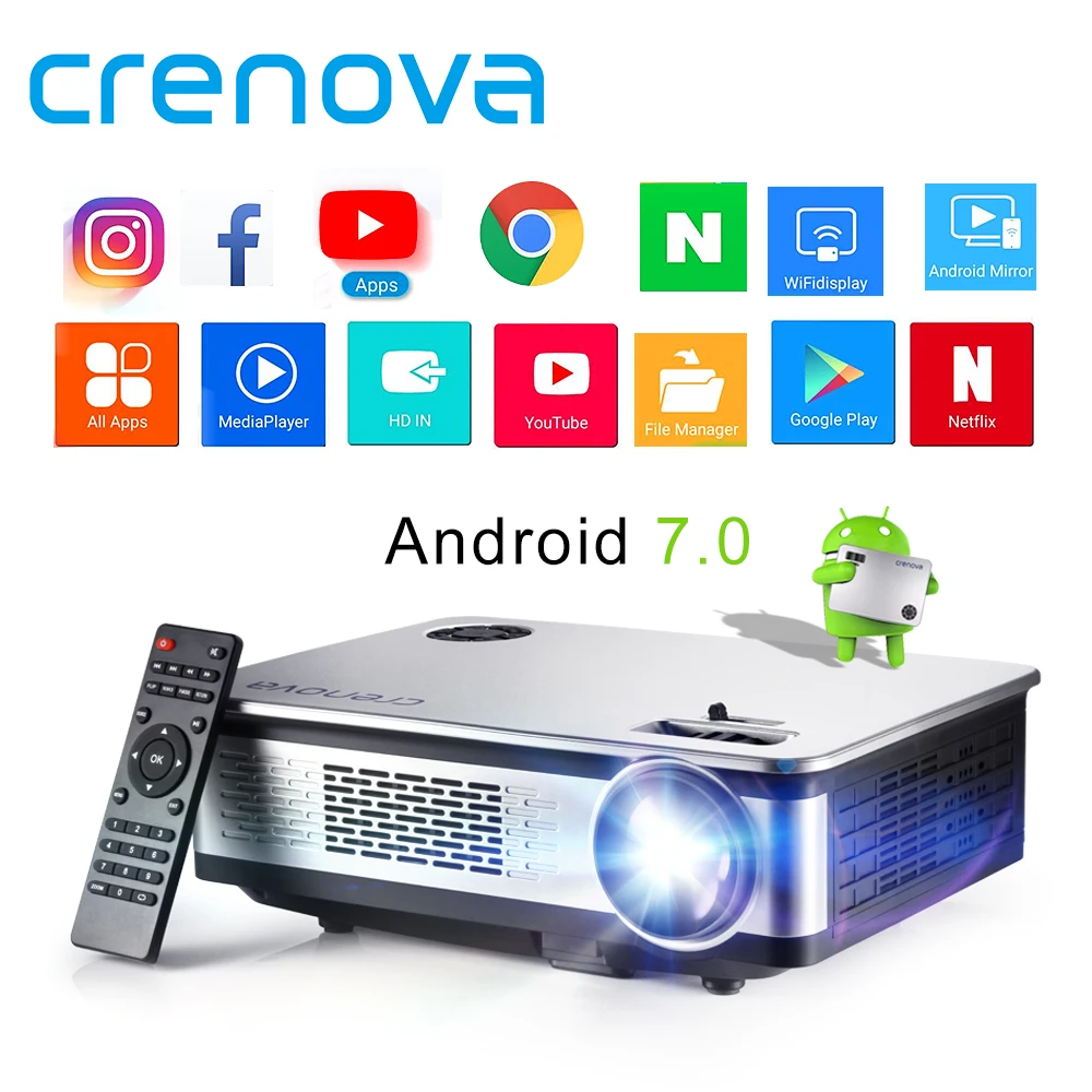 CRENOVA Android Projector With Android 6.0 7.1 OS WIFI Bluetooth Projector For Full HD 4K*2K Home Theater Movie Beamer Proyector
CRENOVA Android Projector With Android 6.0 7.1 OS WIFI Bluetooth Projector For Full HD 4K*2K Home Theater Movie Beamer Proyector