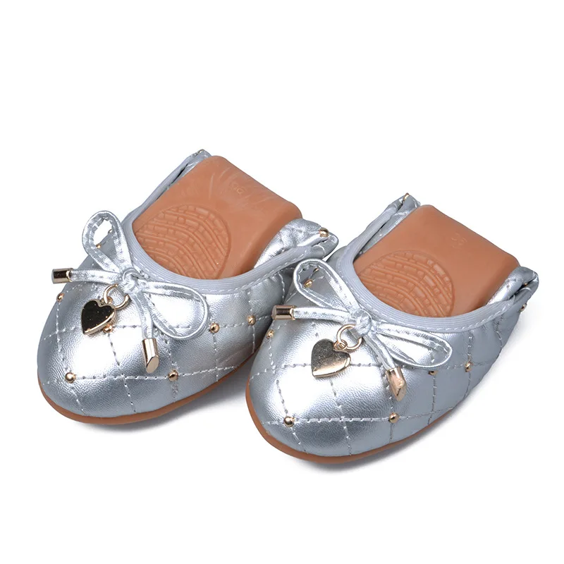 Rivets decoration woman flats bow-knot ballerina flat portable travel fold up shoes comfortable roll up flat ladies gold loafers
Rivets decoration woman flats bow-knot ballerina flat portable travel fold up shoes comfortable roll up flat ladies gold loafers