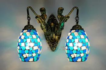 European blue glass mermaid wall lamp retro pastoral minimalist living room bedroom wall light
European blue glass mermaid wall lamp retro pastoral minimalist living room bedroom wall light