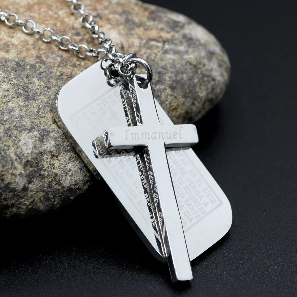 youe shone Men's Stainless Steel Cross Pendant Silver Dog Tag Cross Necklace English Bible Epigraph For Lords Prayer
youe shone Men's Stainless Steel Cross Pendant Silver Dog Tag Cross Necklace English Bible Epigraph For Lords Prayer