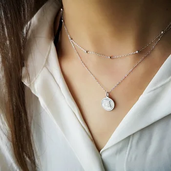 

Silvology 925 Sterling Silver Armor line Necklace Original Double Layer Muscle Line Female Pendant Necklace 2019 Summer Jewelry