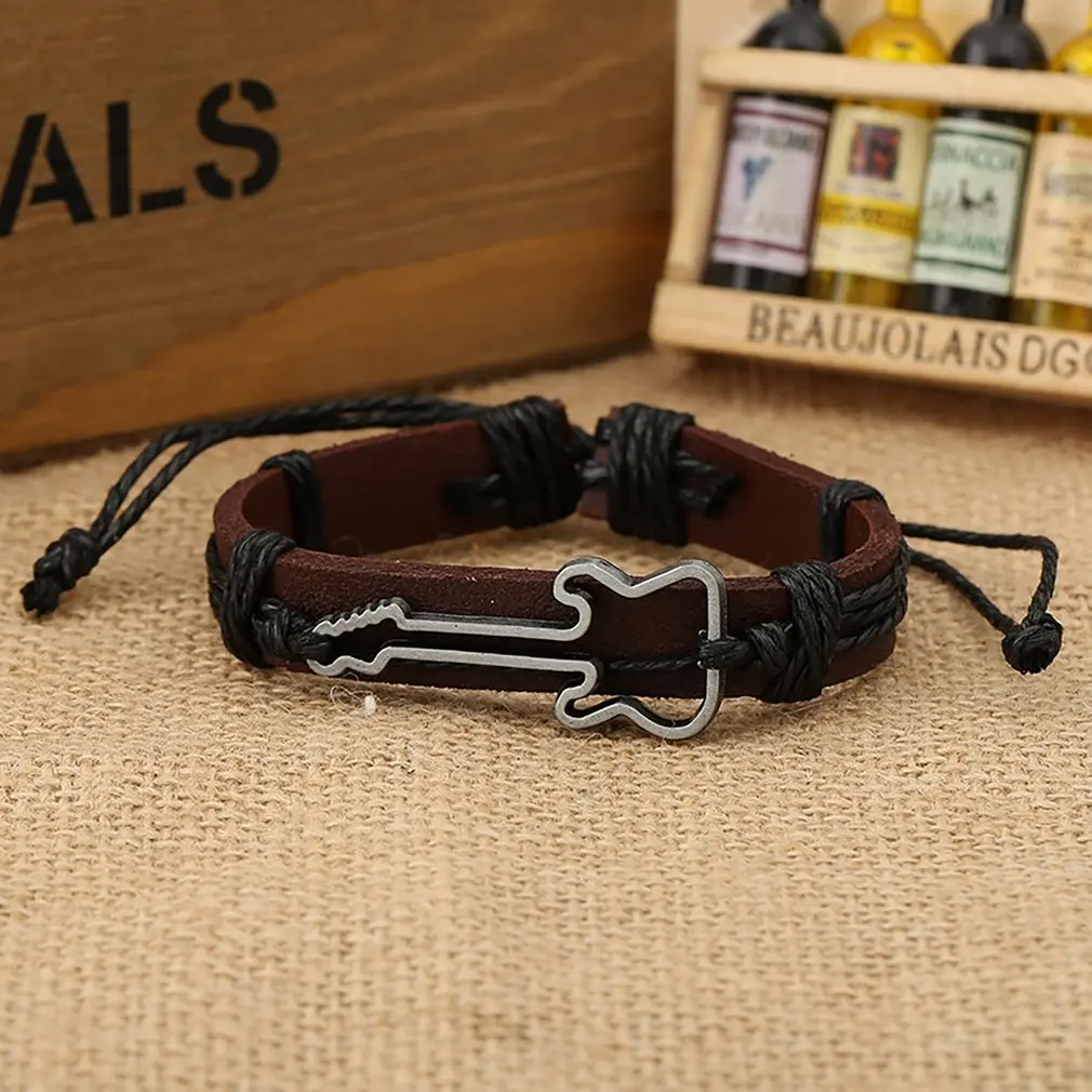 Adjustable Hand Chain Charming Leather Bracelets For Women Men With Alloy Guitar Hand Rope Luxury Party Jewelry
Adjustable Hand Chain Charming Leather Bracelets For Women Men With Alloy Guitar Hand Rope Luxury Party Jewelry