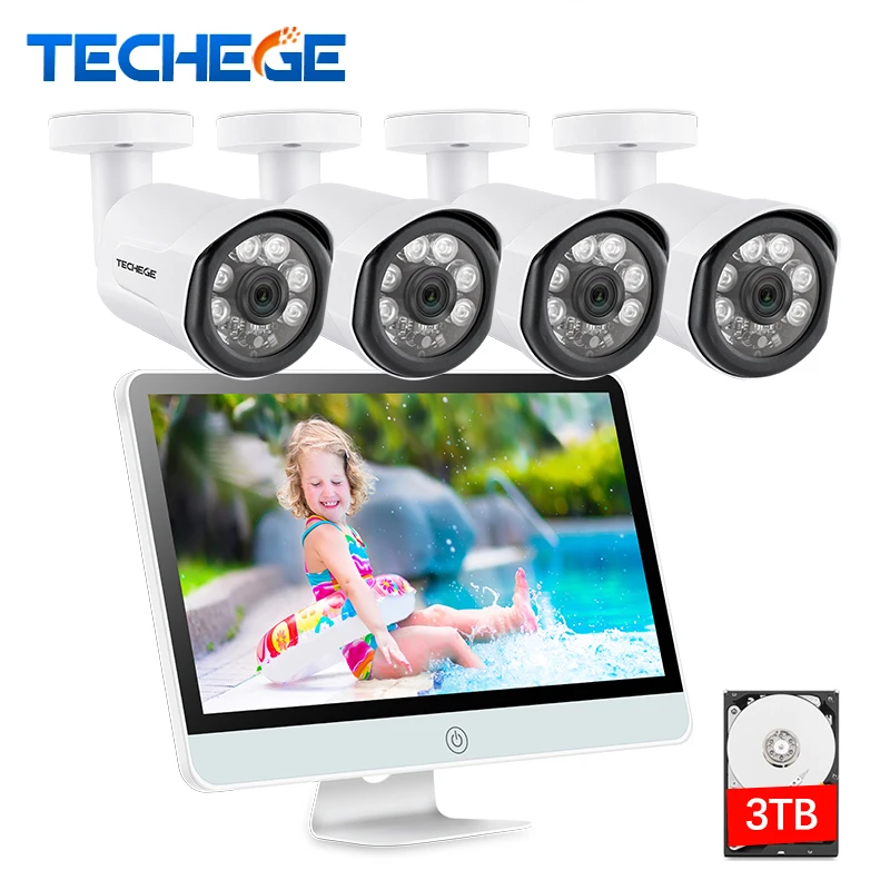 Techege 4CH 1080P POE NVR with 15.6" LCD Monitor 2MP Outdoor Camera Security Camera System Waterproof Video Surveillance Kit
Techege 4CH 1080P POE NVR with 15.6" LCD Monitor 2MP Outdoor Camera Security Camera System Waterproof Video Surveillance Kit