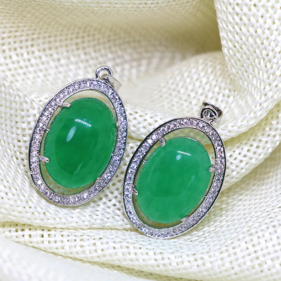 High quality green chalcedony jades stone oval drop pendant Bohemia style noble luxury women gift silver-color jewelry B1876
High quality green chalcedony jades stone oval drop pendant Bohemia style noble luxury women gift silver-color jewelry B1876