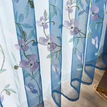 European Blue Floral Window Tulle Curtains for Living Room Embroidered Voile Curtains for Bedroom Sheer Luxury Window Treatments
European Blue Floral Window Tulle Curtains for Living Room Embroidered Voile Curtains for Bedroom Sheer Luxury Window Treatments