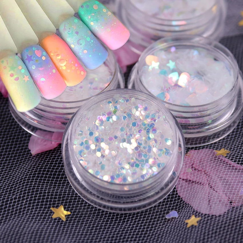 AB Discoloration Color Sequins Nail Glitter Art Glitter Flakes UV Gel Polish Star Heart Flower Paillette Decor Tools
AB Discoloration Color Sequins Nail Glitter Art Glitter Flakes UV Gel Polish Star Heart Flower Paillette Decor Tools