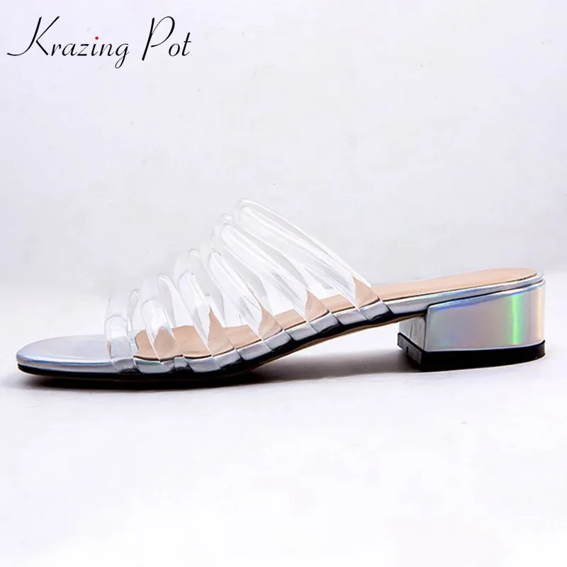 Krazing pot 2018 transparent material natural leather slip on med heels beach mules gladiator jelly sandals for wholesale L36
Krazing pot 2018 transparent material natural leather slip on med heels beach mules gladiator jelly sandals for wholesale L36