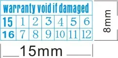 1000pcs/lot blue Warranty sealing label sticker void if damaged, with years and months, 1.5x0.8cm, Item no1005. free shipping
1000pcs/lot blue Warranty sealing label sticker void if damaged, with years and months, 1.5x0.8cm, Item no1005. free shipping