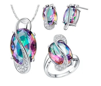 Mystic Rainbow Cubic Zirconia Jewelry Sets 925 Sterling Silver Bridal Jewelry For Women Wedding Necklace/Earrings/Pendant/Ring
Mystic Rainbow Cubic Zirconia Jewelry Sets 925 Sterling Silver Bridal Jewelry For Women Wedding Necklace/Earrings/Pendant/Ring