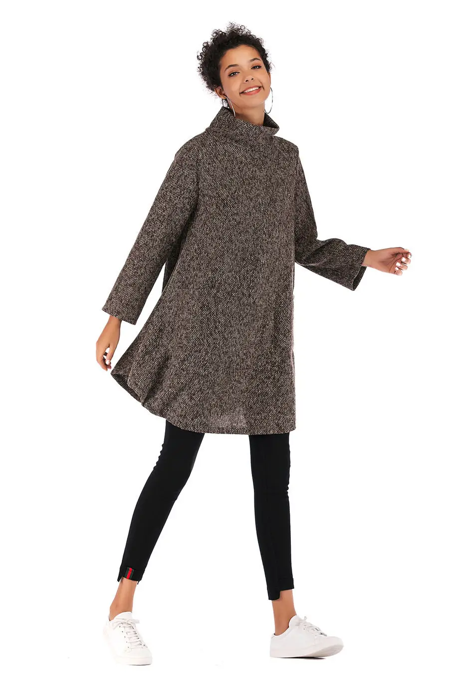 Gladiolus Loose Autumn Winter Women Sweater 2018 Long Sleeve Double Pocket Long Knitted Turtleneck Sweater Women Pullover Coats (21)