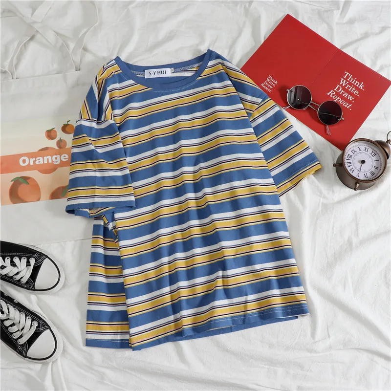 2019 Harajuku Vintage Ulzzang Girlfriends Striped Printed T-Shirts Summer Women Casual Loose Short Sleeve Tee Tops Femme
2019 Harajuku Vintage Ulzzang Girlfriends Striped Printed T-Shirts Summer Women Casual Loose Short Sleeve Tee Tops Femme