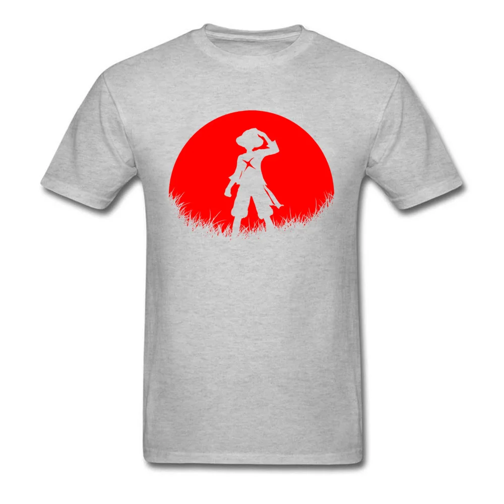 Street T-Shirt New Arrival Round Neck Red Moon Straw hat 100% Cotton Man Tops Shirts Classic Short Sleeve T Shirts Red Moon Straw hat grey