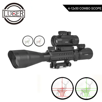 LUGER 4-12X50 Illuminated Rangefinder Reticle Rifle Scope +1X40RDL Red Green Dot Hunting Scope With Laser Sight Combo Riflescope
LUGER 4-12X50 Illuminated Rangefinder Reticle Rifle Scope +1X40RDL Red Green Dot Hunting Scope With Laser Sight Combo Riflescope